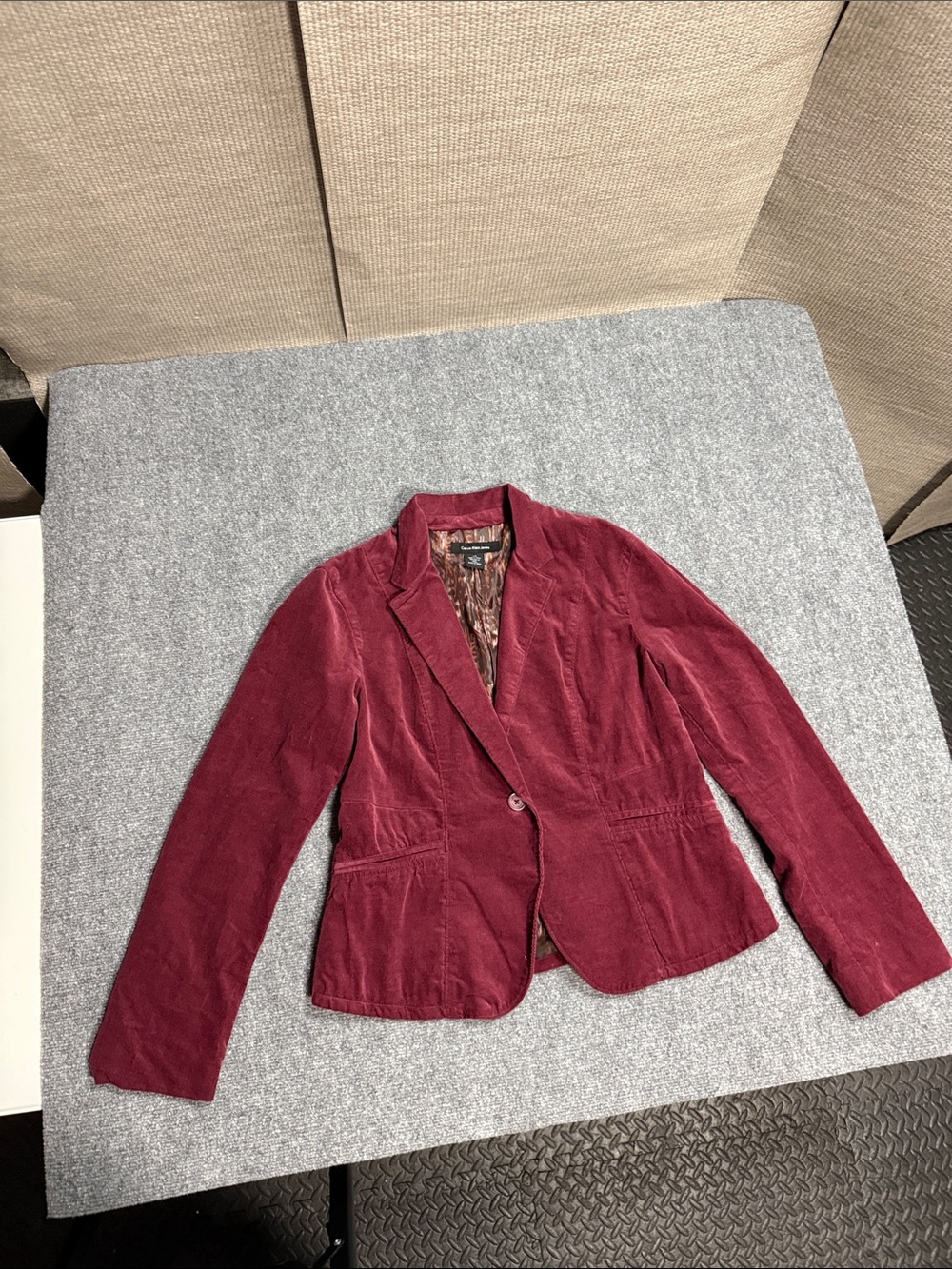 Calvin Klein Jeans Wine Corduroy Single-Button Blazer